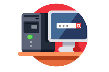 personal computer tower display on desk vector image