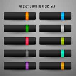 set of dark theme web buttons design vector image