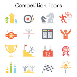 competition icon set in flat color style vector image