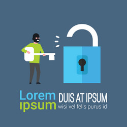 hacker crack padlock hold key in hands hacking vector image