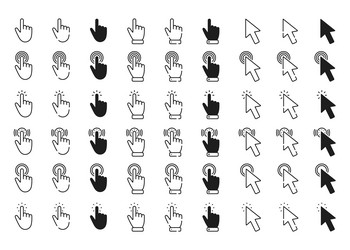 hand and cursor pointer line icons clicking vector image