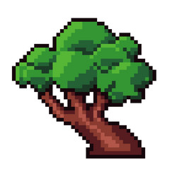 pixelated tree with wide trunk game settings vector image