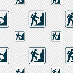 Rock climbing sign seamless pattern with geometric vector