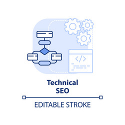 Technical seo light blue concept icon vector