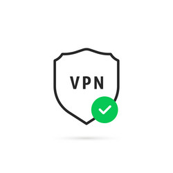 thin line vpn shield with checkmark vector