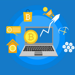 blockchain scheme mining crypto currency server vector image