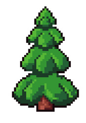 pixelated pine tree for game setting 8 bit vector image