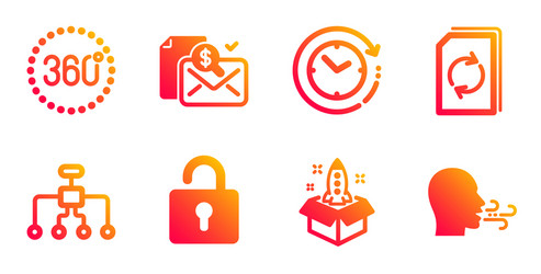 startup restructuring and 360 degrees icons set vector image