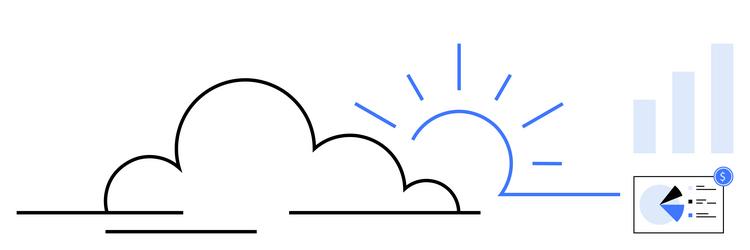 cloud with sun rays and analytics representing vector image