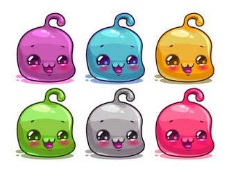 cute cartoon colorful kawaii characters set vector