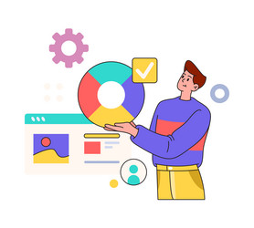 data analysis and chart man programmer developer vector image