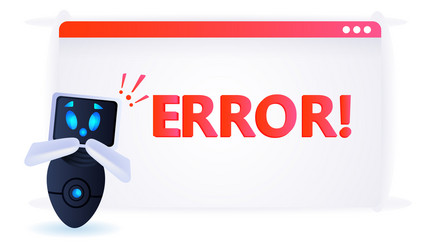 frustrated robot with exclamation marks error vector image