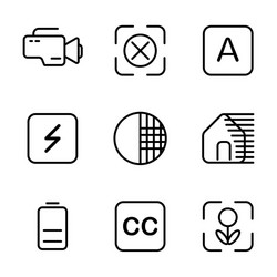 photo editor icon set include camera device video vector image