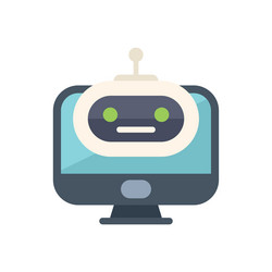 robot face displaying on a computer screen vector image