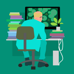 Scientist Working on Computer vector image