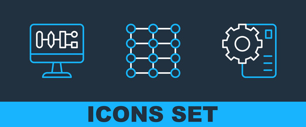 set line neural network algorithm and icon vector image