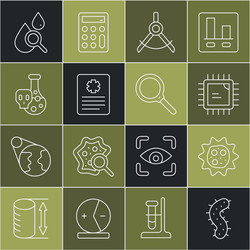 set line virus processor cpu drawing compass vector image