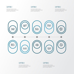 tech icons line style set with wearable tracker vector image