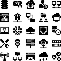 Network hosting flat icons pack vector