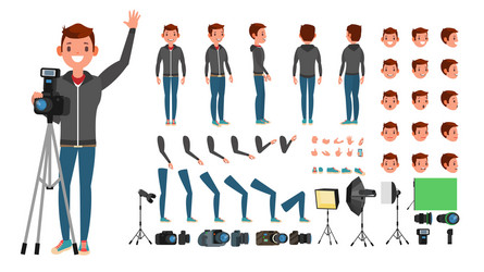 photographer man taking pictures animated vector