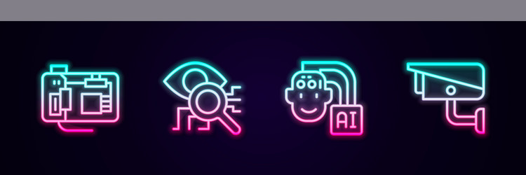 set line motherboard eye scan humanoid robot vector image