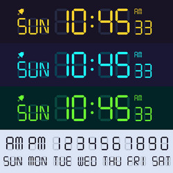alarm clock lcd display font electronic clocks vector image