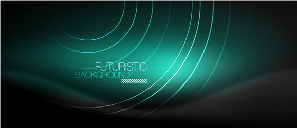 dark abstract background with glowing neon circles vector image