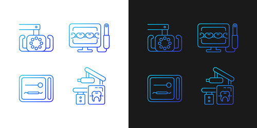 Dental devices gradient icons set for dark vector