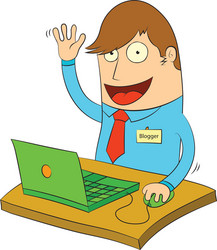 man using computer vector image