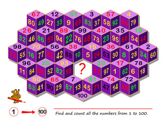 logic puzzle game for smartest find and count all vector image