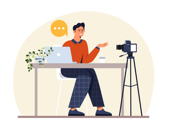 Man with blog concept vector