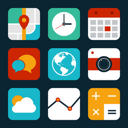 mobile application icon set flat design vector image