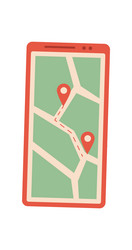 smartphone with navigation app in flat style vector image