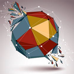 3d low poly digital object with connected lines vector image