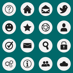 set of 16 editable web icons includes symbols vector image