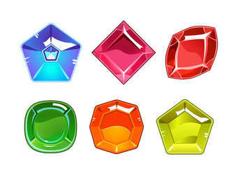 set of colorful gem stones gems and jewel buttons vector