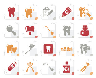 stylized dental medicine and tools icons vector