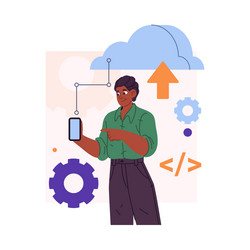 connecting phone to cloud computing service app vector image