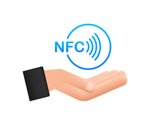 Contactless wireless pay sign in hands logo nfc vector