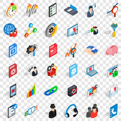 globe database icons set isometric style vector image
