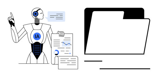 artificial intelligence robot organizing digital vector image