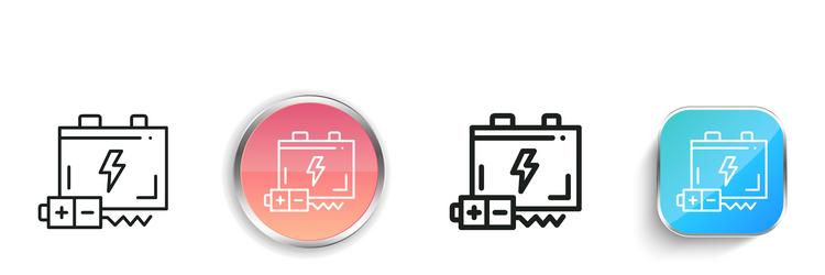 battery icon thin linear regular and button style vector image