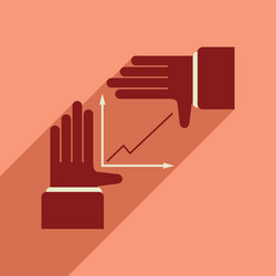 flat web icon with long shadow hand graph vector image