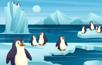 Scene with happy penguin Royalty Free Vector Image