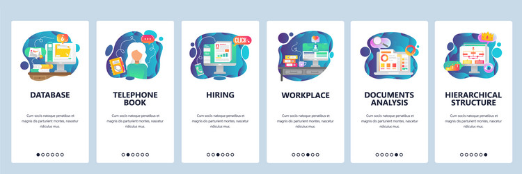 mobile app onboarding screens business vector