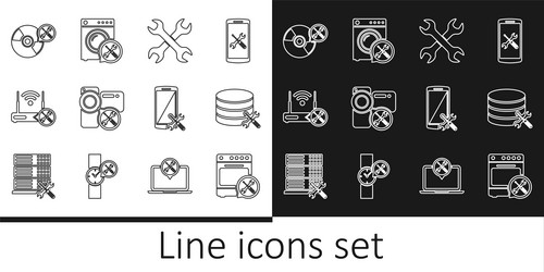 set line oven service database server crossed vector image