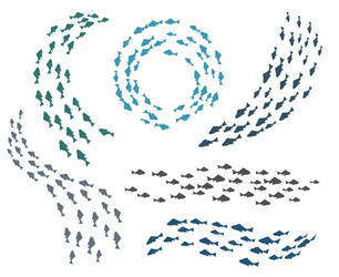 School of fish a group of silhouette fish swim Vector Image