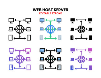 web host server icon set with different style vector image
