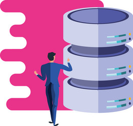 business man elegant with data center disks vector image