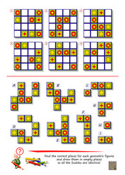 logic puzzle game find correct places vector image